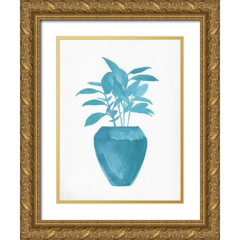 Watercolor House Plant V Gold Ornate Wood Framed Art Print with Double Matting by Green, Jacob