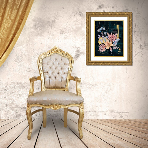 Moonlight Flowers II Gold Ornate Wood Framed Art Print with Double Matting by Wang, Melissa