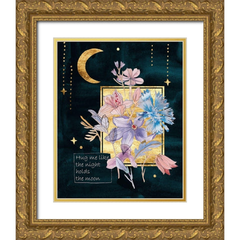 Moonlight Flowers III Gold Ornate Wood Framed Art Print with Double Matting by Wang, Melissa