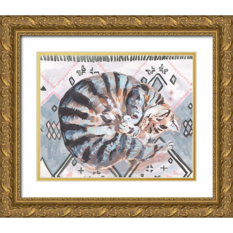 Little Sleepy Head I Gold Ornate Wood Framed Art Print with Double Matting by Wang, Melissa