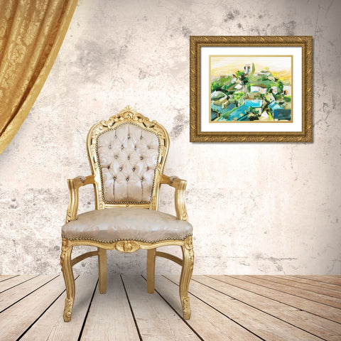 Spring Village III Gold Ornate Wood Framed Art Print with Double Matting by Wang, Melissa