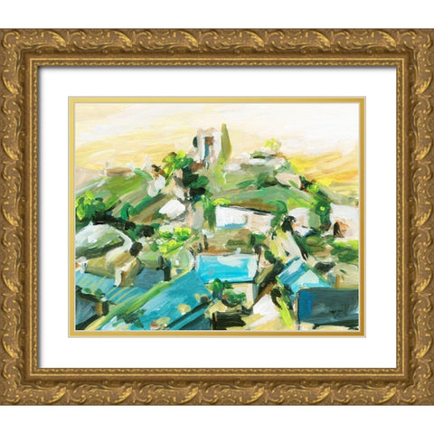 Spring Village III Gold Ornate Wood Framed Art Print with Double Matting by Wang, Melissa