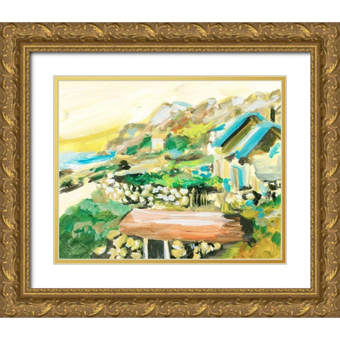Spring Village IV Gold Ornate Wood Framed Art Print with Double Matting by Wang, Melissa