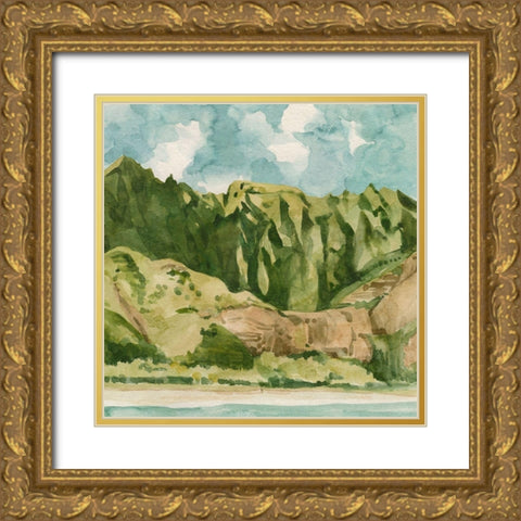 Tropicana III Gold Ornate Wood Framed Art Print with Double Matting by Caroline, Emma