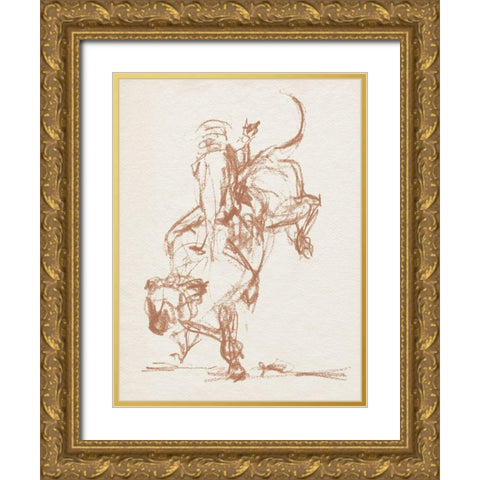 Rodeo Gestures in Sepia II Gold Ornate Wood Framed Art Print with Double Matting by Parker, Jennifer Paxton