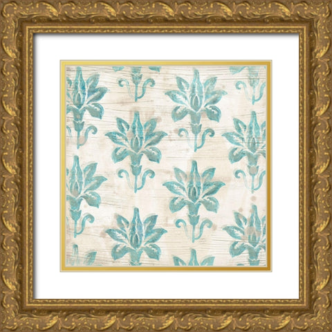 Serene Cerulean I Gold Ornate Wood Framed Art Print with Double Matting by Vess, June Erica