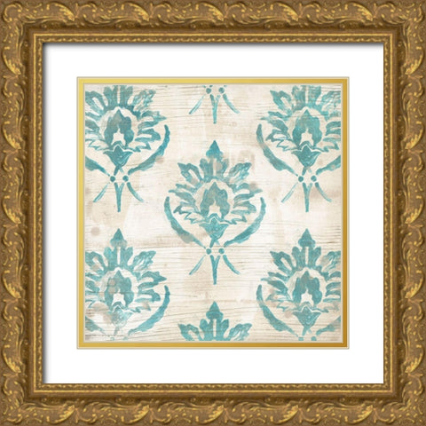 Serene Cerulean III Gold Ornate Wood Framed Art Print with Double Matting by Vess, June Erica