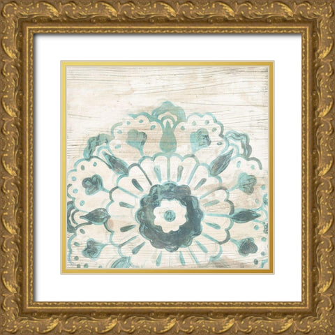 Serene Cerulean IV Gold Ornate Wood Framed Art Print with Double Matting by Vess, June Erica