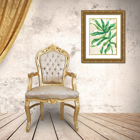 Parchment Palms II Gold Ornate Wood Framed Art Print with Double Matting by Vess, June Erica