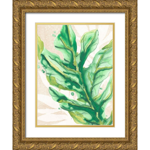 Parchment Palms IV Gold Ornate Wood Framed Art Print with Double Matting by Vess, June Erica