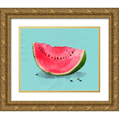 Summer Watermelon I Gold Ornate Wood Framed Art Print with Double Matting by Popp, Grace