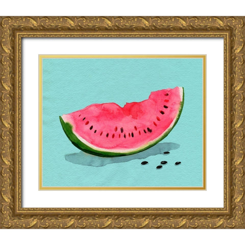 Summer Watermelon II Gold Ornate Wood Framed Art Print with Double Matting by Popp, Grace