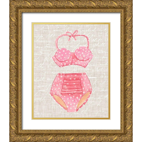 Vintage Swimming II Gold Ornate Wood Framed Art Print with Double Matting by Warren, Annie