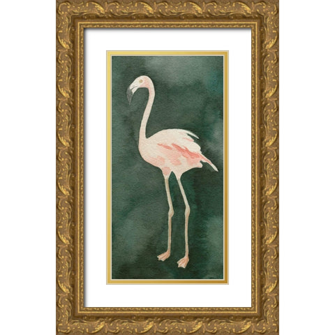 Forest Flamingo I Gold Ornate Wood Framed Art Print with Double Matting by Caroline, Emma