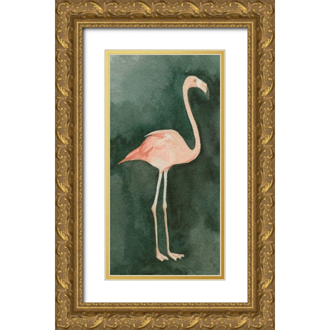 Forest Flamingo II Gold Ornate Wood Framed Art Print with Double Matting by Caroline, Emma