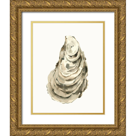 Neutral Oyster Study I Gold Ornate Wood Framed Art Print with Double Matting by Caroline, Emma