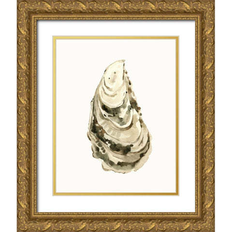 Neutral Oyster Study III Gold Ornate Wood Framed Art Print with Double Matting by Caroline, Emma