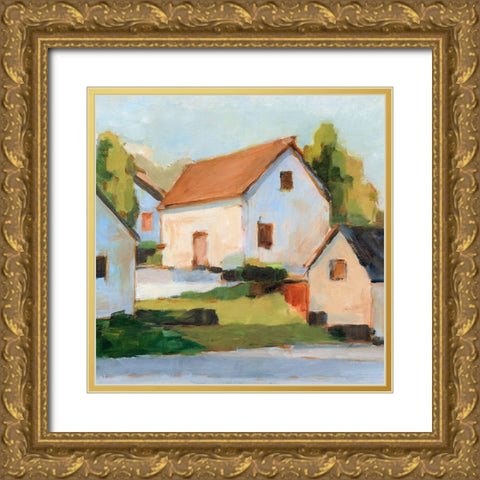 European Farmhouses I Gold Ornate Wood Framed Art Print with Double Matting by Harper, Ethan