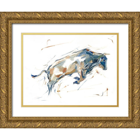 Modern Bull Study I Gold Ornate Wood Framed Art Print with Double Matting by Harper, Ethan