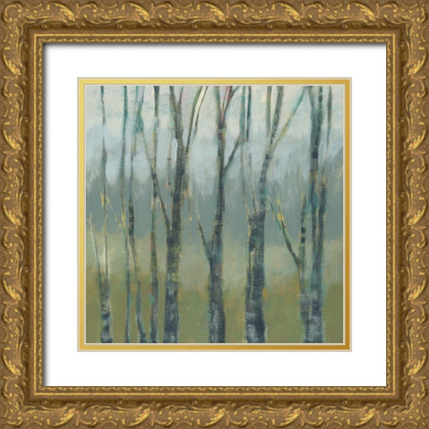 Custom Transitional Treeline II Gold Ornate Wood Framed Art Print with Double Matting by Goldberger, Jennifer