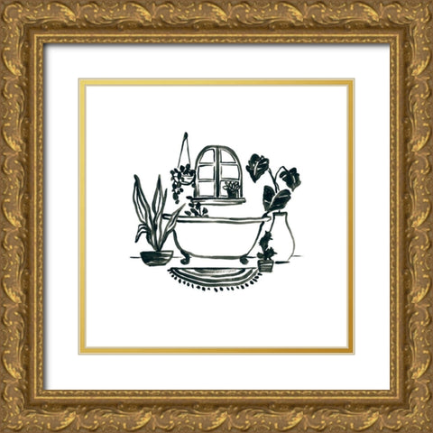 Parisian Bath Sketches I Gold Ornate Wood Framed Art Print with Double Matting by Vess, June Erica