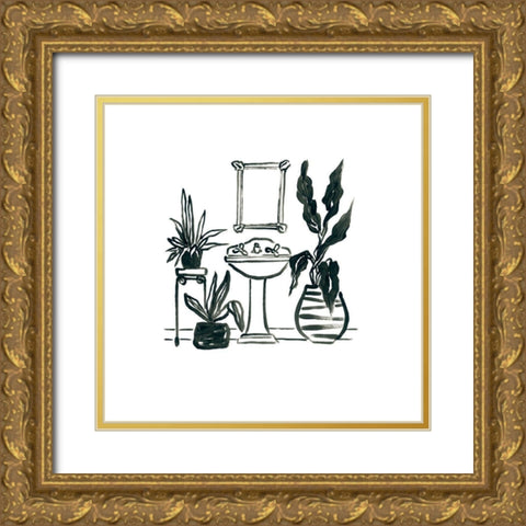 Parisian Bath Sketches III Gold Ornate Wood Framed Art Print with Double Matting by Vess, June Erica