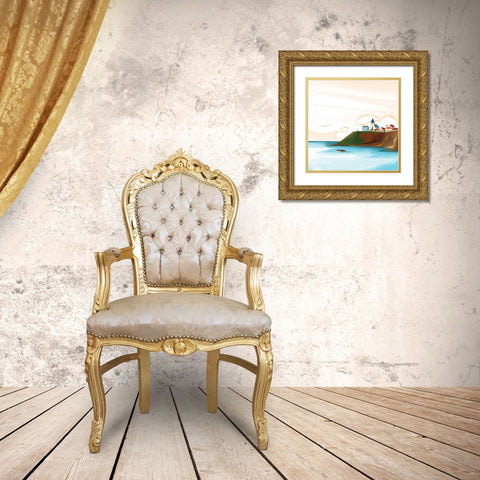 Illustrated Italian Landscape VII Gold Ornate Wood Framed Art Print with Double Matting by Arctic Frame