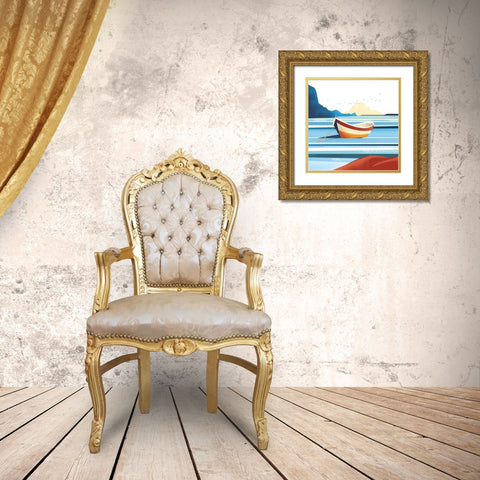Illustrated Italian Landscape X Gold Ornate Wood Framed Art Print with Double Matting by Arctic Frame