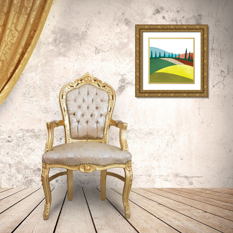 Illustrated Mediteranean II Gold Ornate Wood Framed Art Print with Double Matting by Arctic Frame
