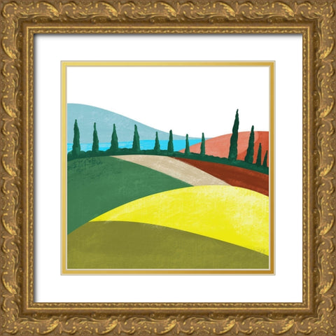 Illustrated Mediteranean II Gold Ornate Wood Framed Art Print with Double Matting by Arctic Frame