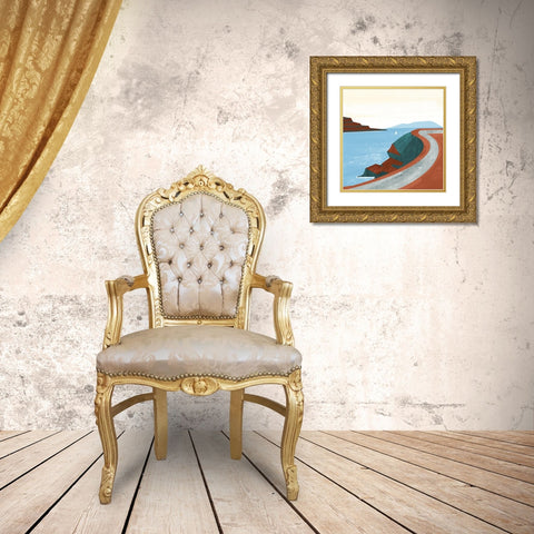 Illustrated Mediteranean IV Gold Ornate Wood Framed Art Print with Double Matting by Arctic Frame
