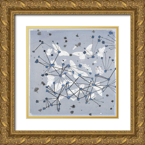 19th Century Butterfly Constellations in Blue I Gold Ornate Wood Framed Art Print with Double Matting by Arbel, Lori