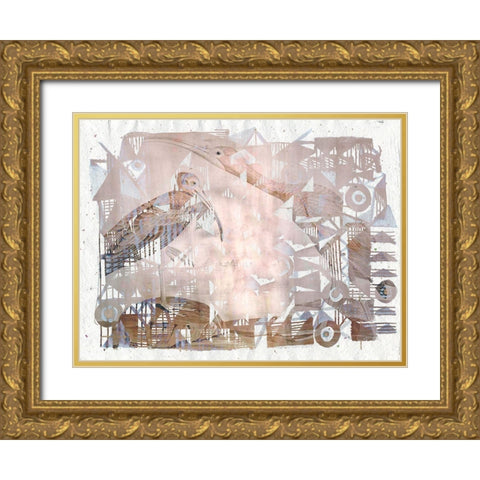 Circles And Triangles with Birds II Gold Ornate Wood Framed Art Print with Double Matting by Arbel, Lori