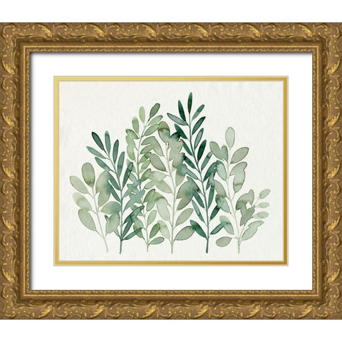 Foraged Greens I Gold Ornate Wood Framed Art Print with Double Matting by Popp, Grace