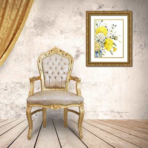 Yellow and Ultramarine Bouquet II Gold Ornate Wood Framed Art Print with Double Matting by Popp, Grace