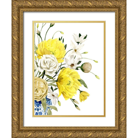 Yellow and Ultramarine Bouquet II Gold Ornate Wood Framed Art Print with Double Matting by Popp, Grace