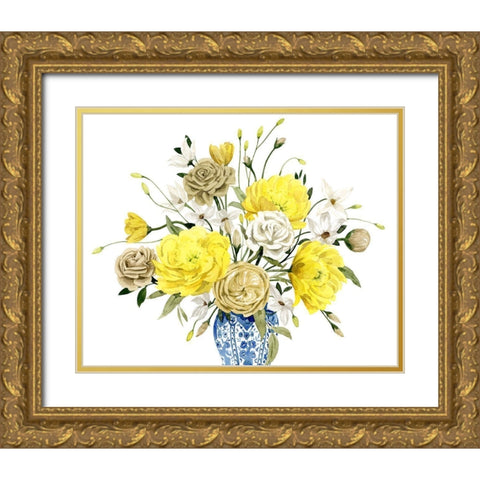 Yellow and Ultramarine Bouquet III Gold Ornate Wood Framed Art Print with Double Matting by Popp, Grace