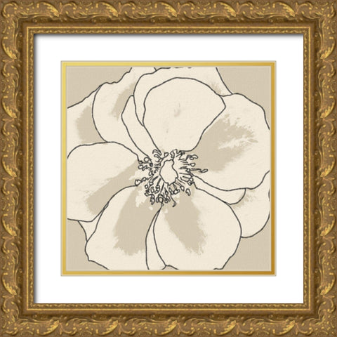 Beige Blooms I Gold Ornate Wood Framed Art Print with Double Matting by Saunders, Alonzo