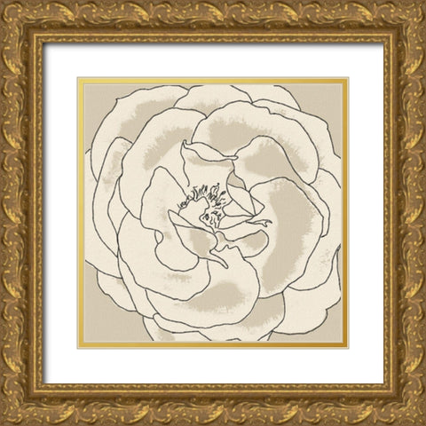 Beige Blooms II Gold Ornate Wood Framed Art Print with Double Matting by Saunders, Alonzo