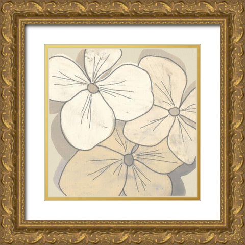 Beige Blooms III Gold Ornate Wood Framed Art Print with Double Matting by Saunders, Alonzo