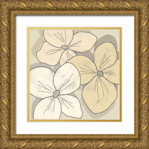 Beige Blooms IV Gold Ornate Wood Framed Art Print with Double Matting by Saunders, Alonzo
