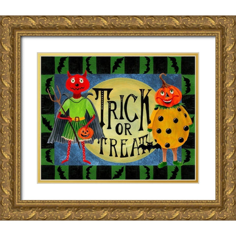 Halloween Trick or Treaters I Gold Ornate Wood Framed Art Print with Double Matting by Moore, Regina