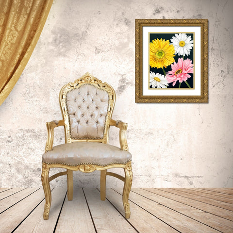 Gerbera Daisy I Gold Ornate Wood Framed Art Print with Double Matting by Popp, Grace