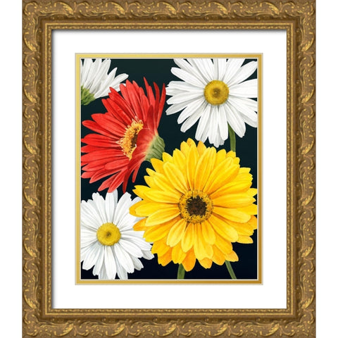 Gerbera Daisy II Gold Ornate Wood Framed Art Print with Double Matting by Popp, Grace