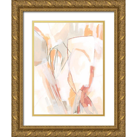 Peach Puzzle I Gold Ornate Wood Framed Art Print with Double Matting by Vess, June Erica