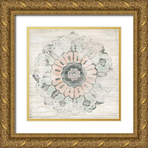 Weathered Emblem III Gold Ornate Wood Framed Art Print with Double Matting by Vess, June Erica