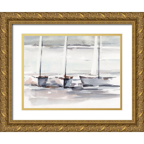 Caribbean Sails I Gold Ornate Wood Framed Art Print with Double Matting by Harper, Ethan