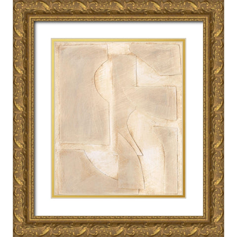 Buff Abstract Shapes II Gold Ornate Wood Framed Art Print with Double Matting by Moore, Regina