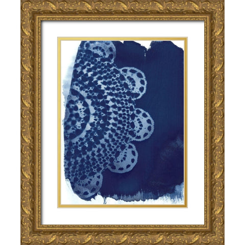 Cyan Doily II Gold Ornate Wood Framed Art Print with Double Matting by Moore, Regina