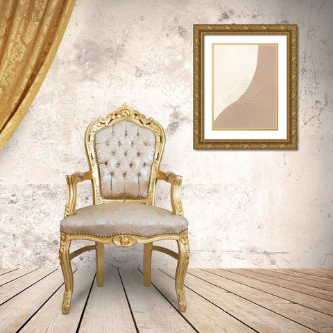 Neutral Stitches I Gold Ornate Wood Framed Art Print with Double Matting by Moore, Regina